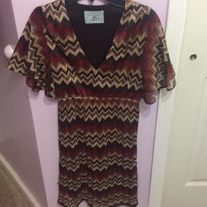 Chevron print fall color dress